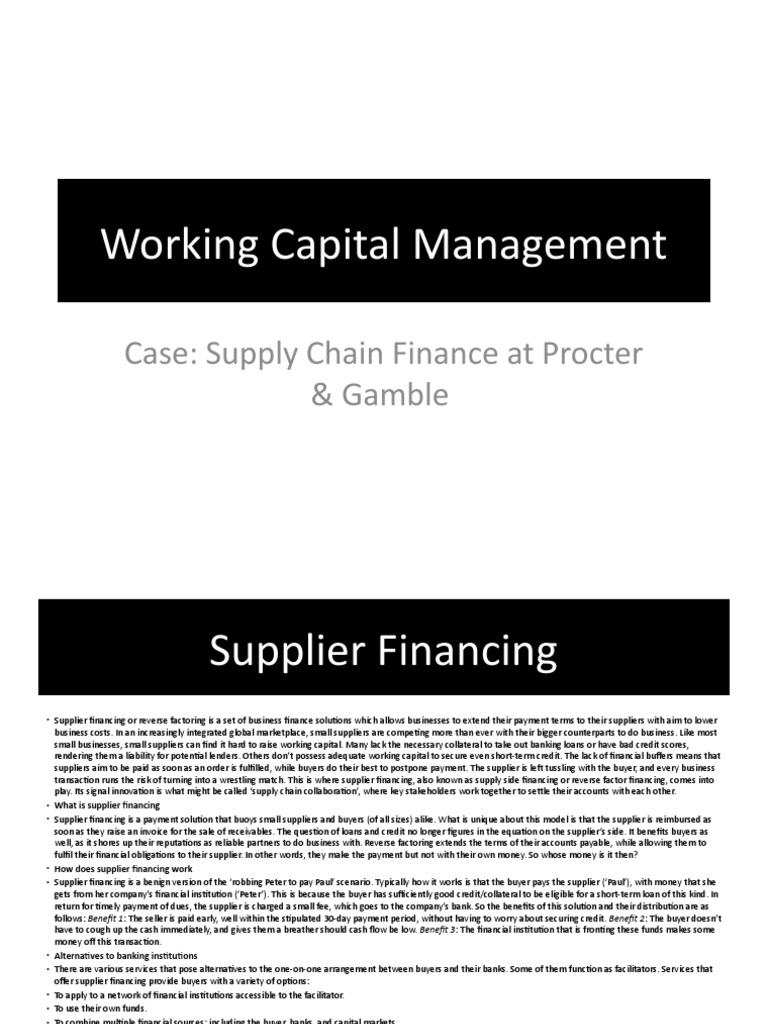 Supply Chain Finance at Procter & Gamble PDF Factoring (Finance