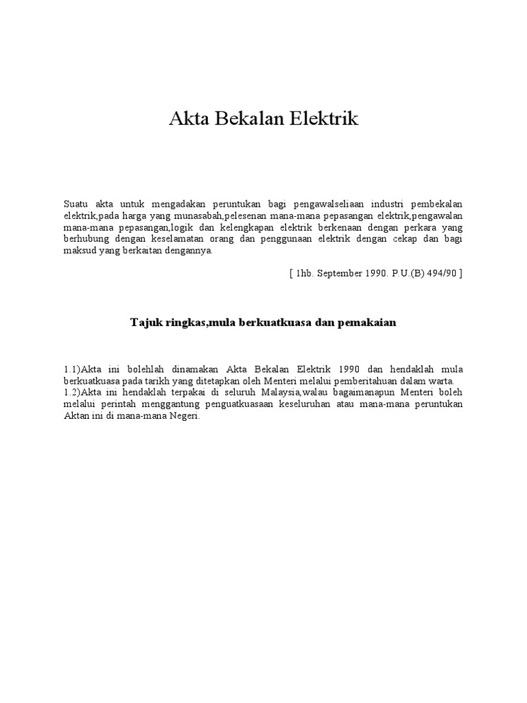 Akta Bekalan Elektrik