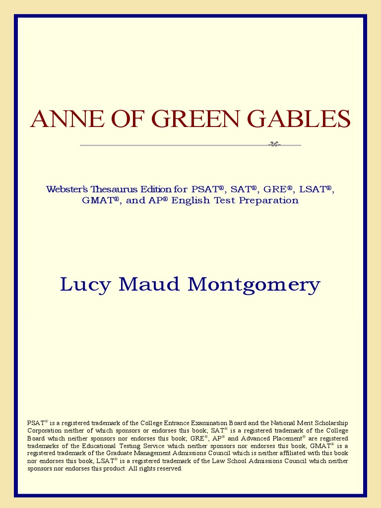 Anne of Green Gables PDF PDF Graduate Record Examinations Graduate Management Admission Test picture