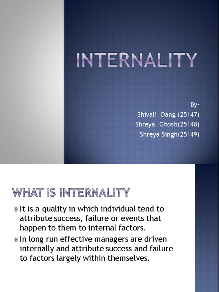 Internality and Managerial Success | PDF | Career & Growth | Business