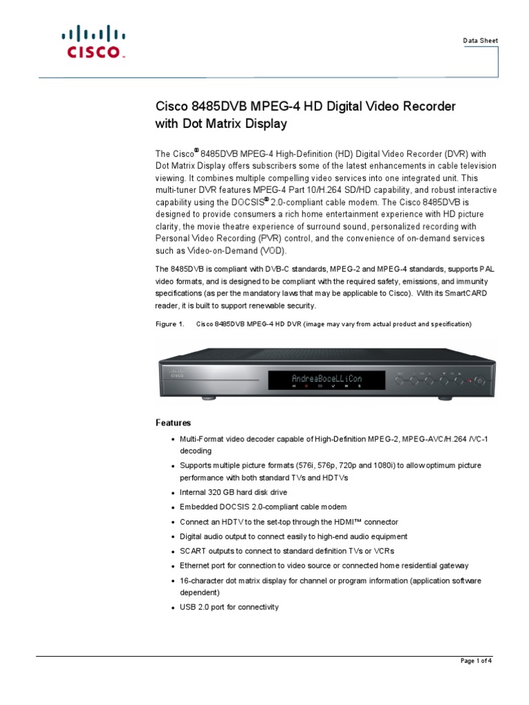 Cisco 8485DVB (UPC DVR) Digital Video Recorder Hdmi