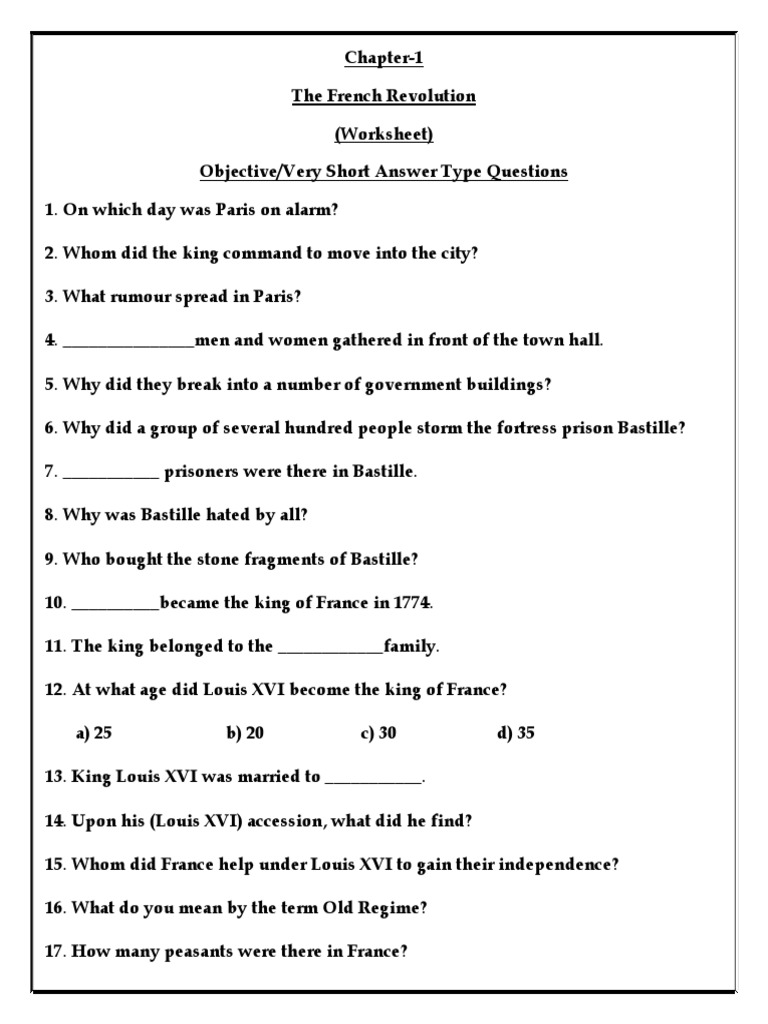 class 9 history ch 1 revision worksheet pdf maximilien robespierre napoleon