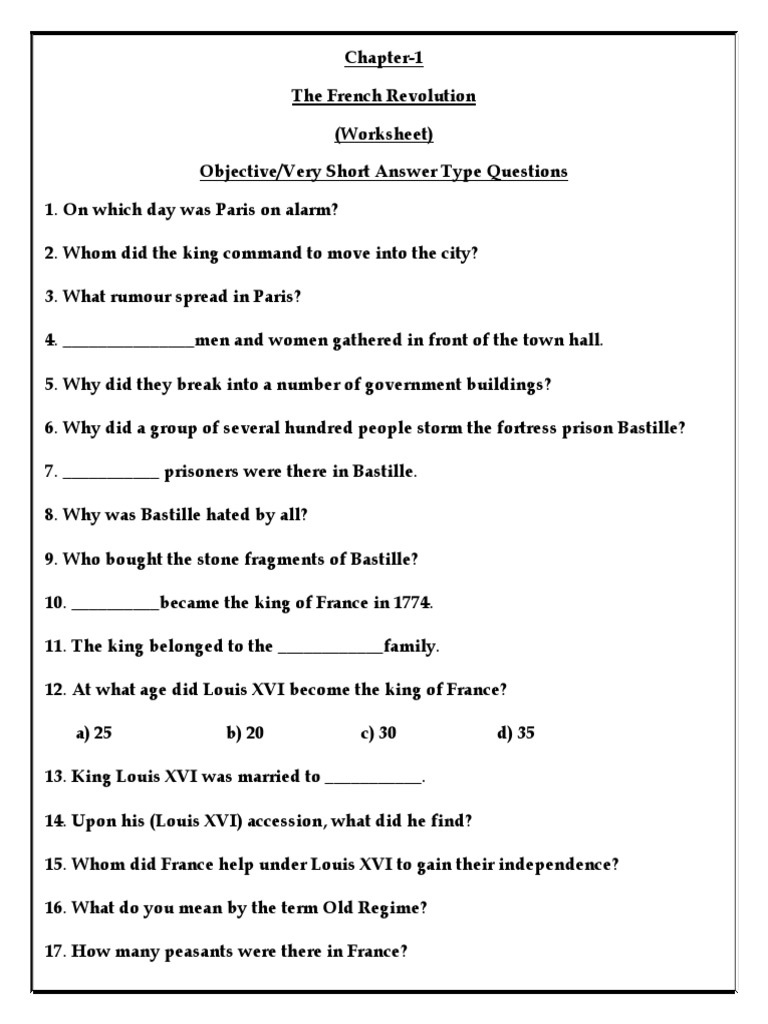 class 9 history ch 1 revision worksheet pdf maximilien robespierre napoleon