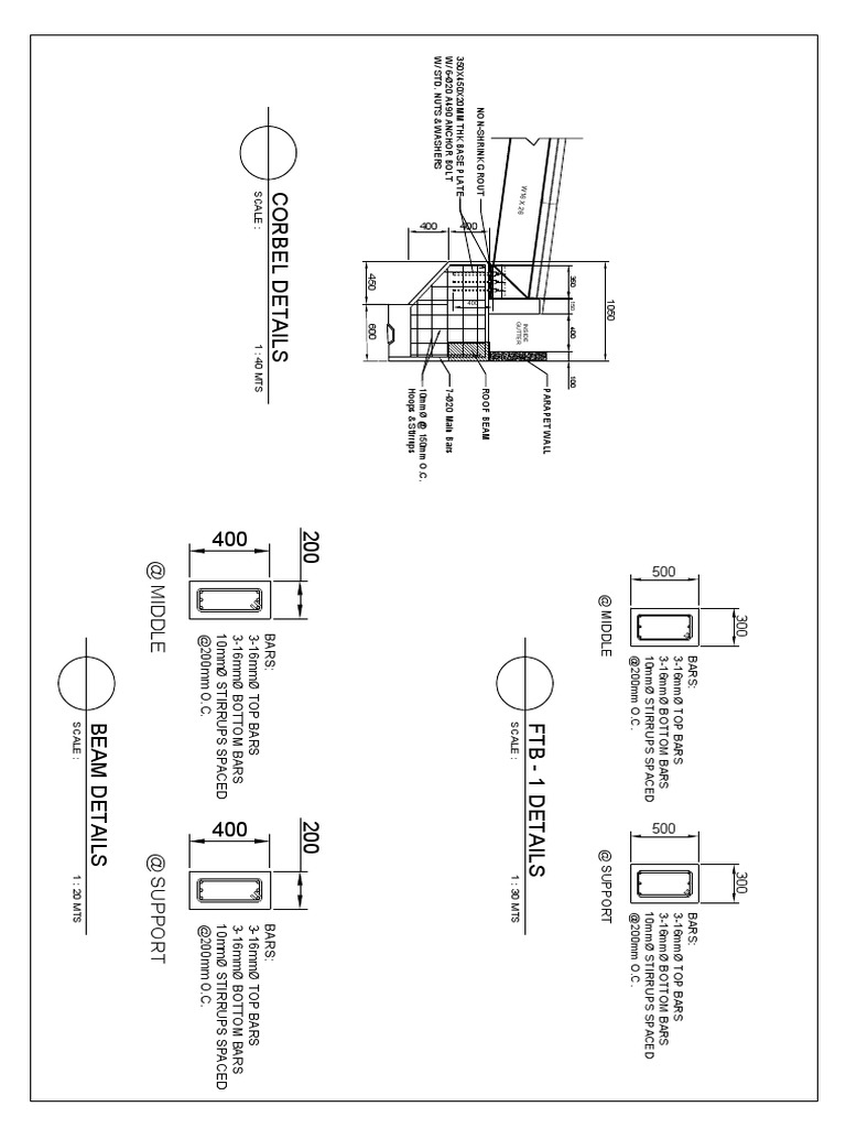 Corbel, Beam & Tie Beam Details PDF Structural Engineering Civil