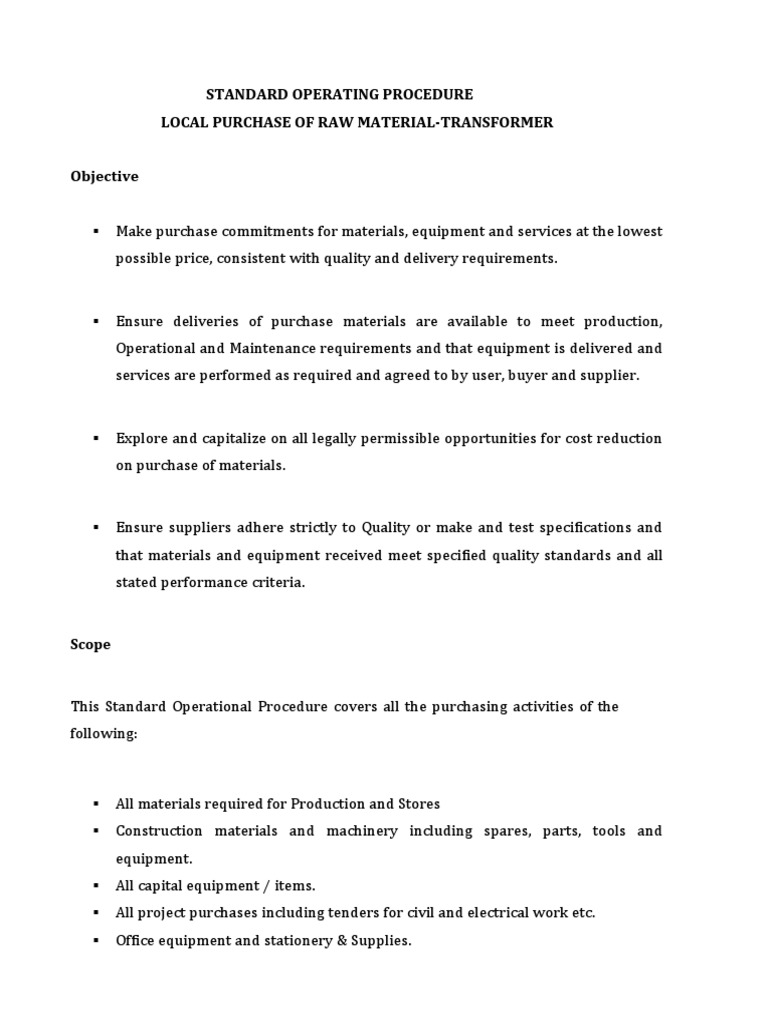 Procurement SOP Local Final 4-9-19 | PDF | Supply Chain | Letter 