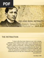 Did Jose Rizal Retract?: Presented By: Custorio, Liza Mier P