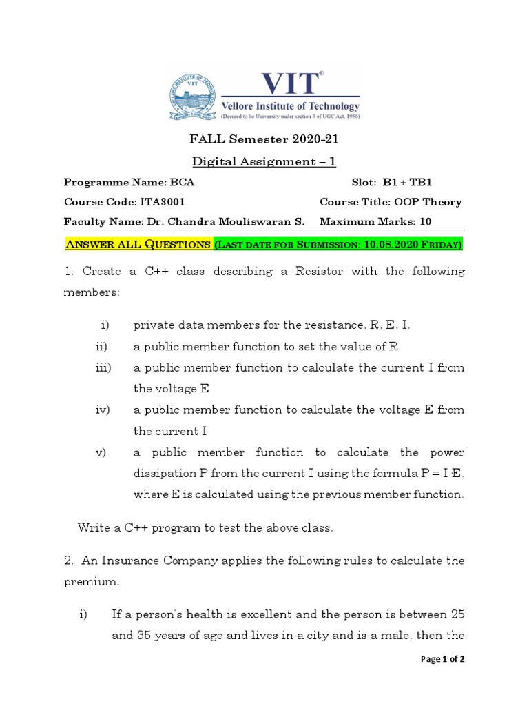 OOP Theory Assignment Overview | PDF | Method (Computer Programming) | C++