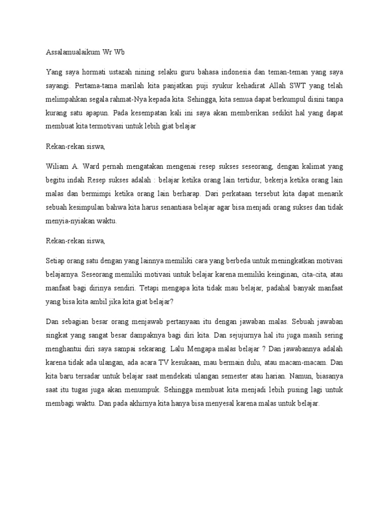 Pidato Wahyu Rajin Belajar PDF