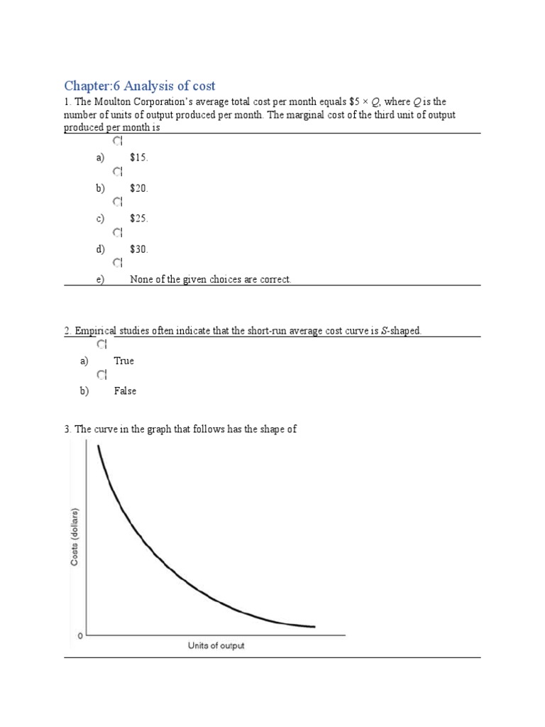 Chapter6 Analysis of Cost | PDF | Average Cost | Marginal Cost