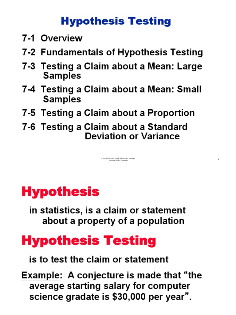 Lc09 PS Hypothesis Testing 1 | PDF | Type I And Type Ii Errors ...