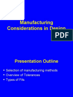 Manufacturing Design Considerations: Selection, Tolerances & Fits