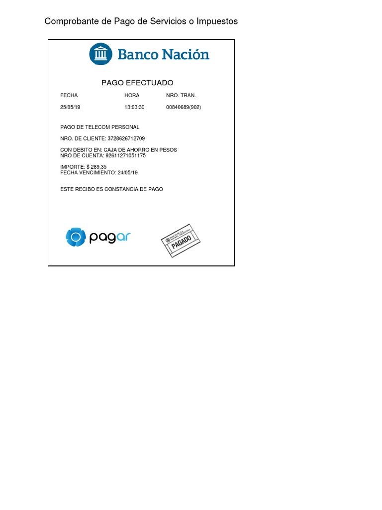 Comprobante Pago Realizado | PDF