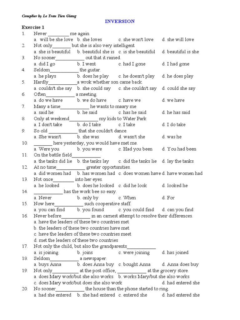 Inversion Exercises with Answers | PDF