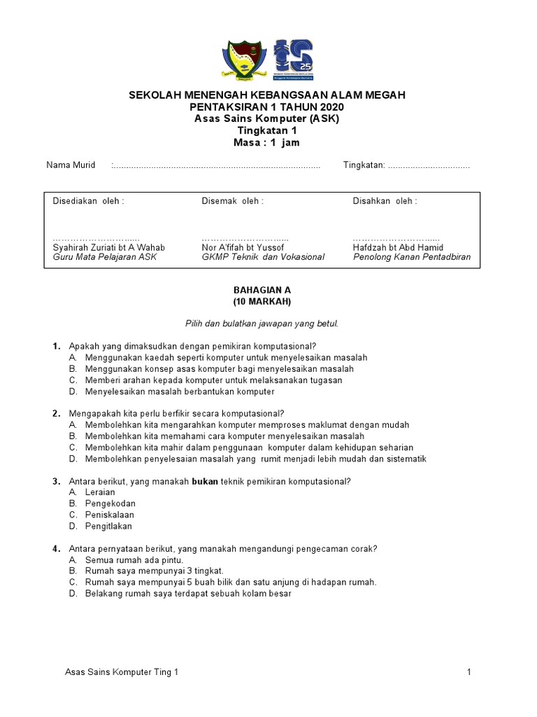Pentaksiran Mac Ask T1 2020 Pdf