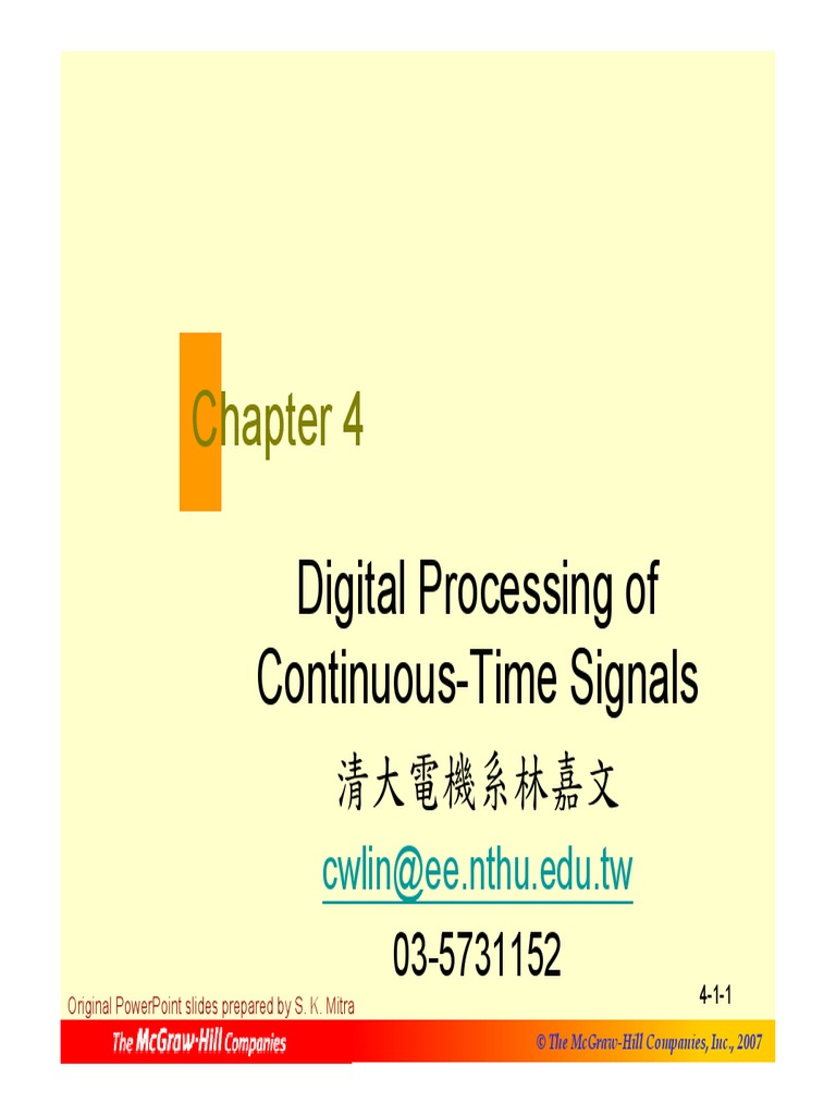 DT Processing of Conti Signals MITRA PDF PDF Sampling (Signal