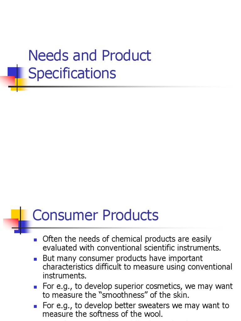 Needs and Product Specifications | PDF | Wool | Chocolate