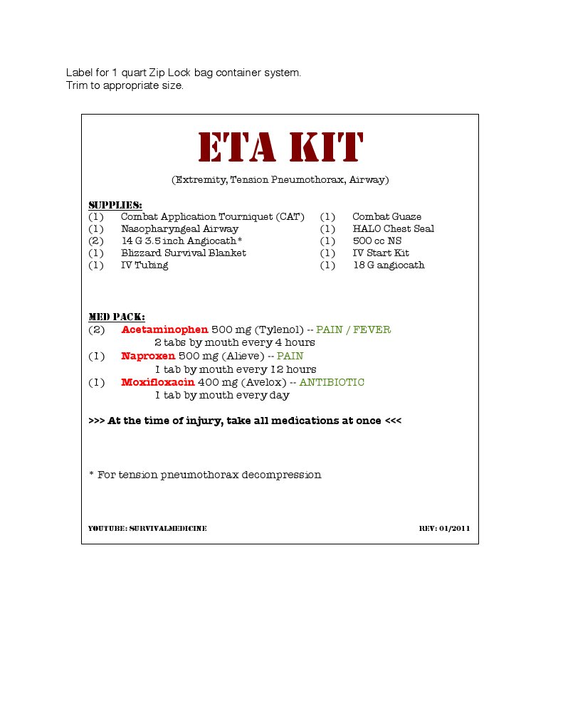 Essential Trauma Kit Label Guide | PDF | Home & Garden | Wellness