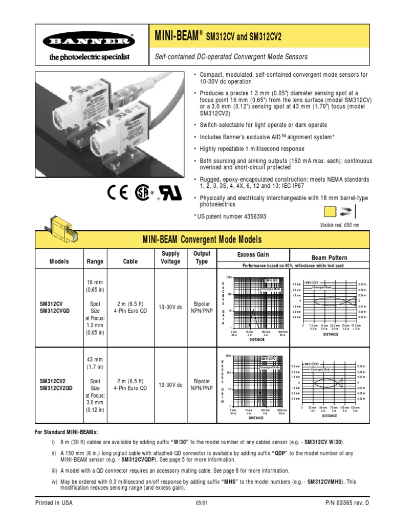 Banner SM312CV2 Datasheet | PDF | Bipolar Junction Transistor ...