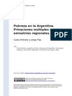 Carla Arevalo y Jorge Paz (2015) - Pobreza en La Argentina. Privaciones Multiples y Asimetrias Regionales PDF