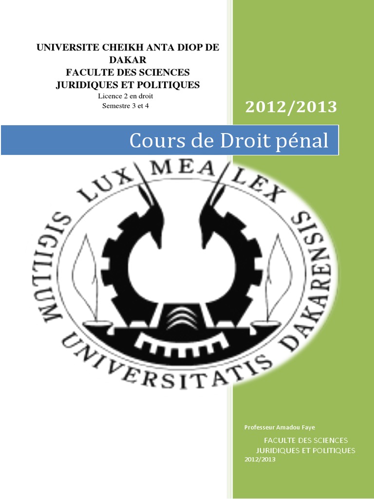 Cours de Droit Pénal Général L2 PDF | PDF | Loi criminelle | Crime et ...
