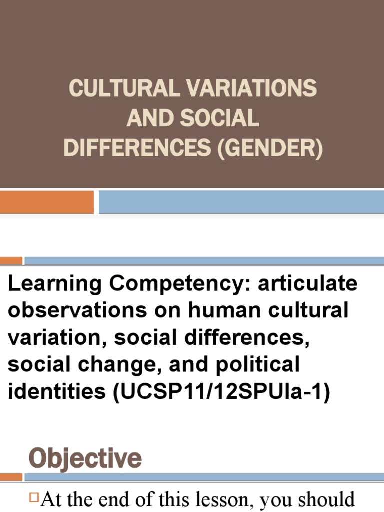 Cultural Variations and Social Differences (Gender) | PDF | Gender ...