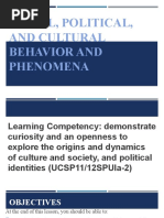 Social, Political, and Cultural Behavior and Phenomena