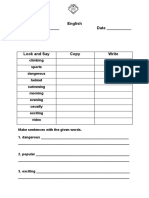 Spelling and Sententecs Worksheet
