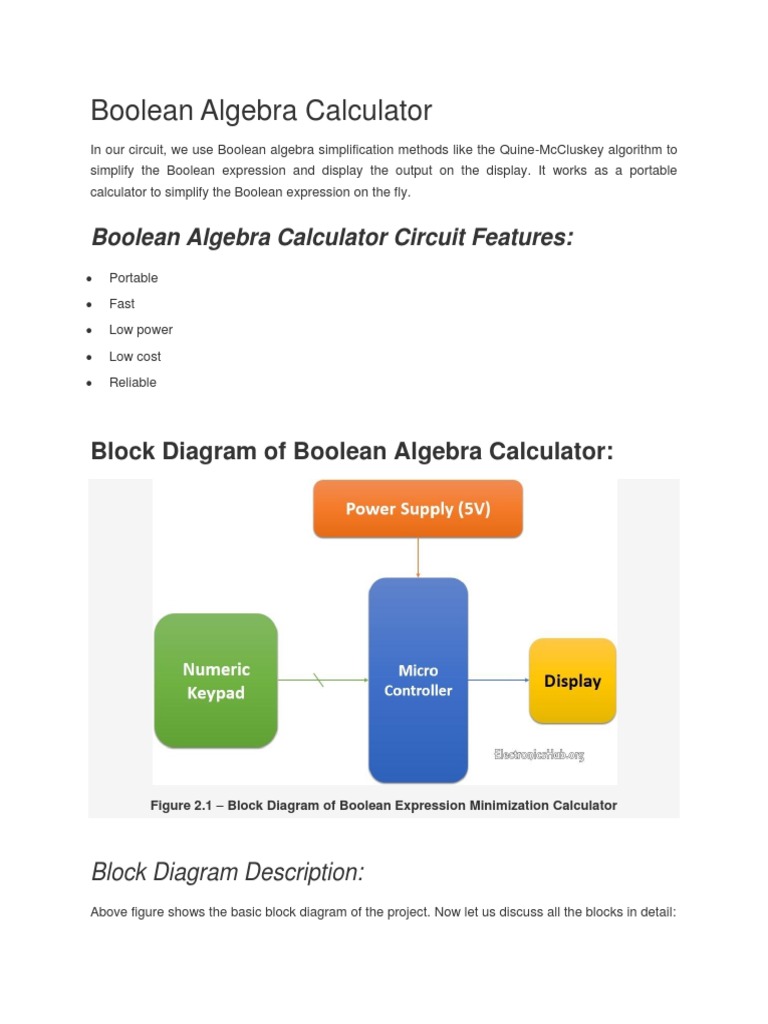 Boolean Algebra Calculator | PDF | Boolean Algebra | Teaching Mathematics