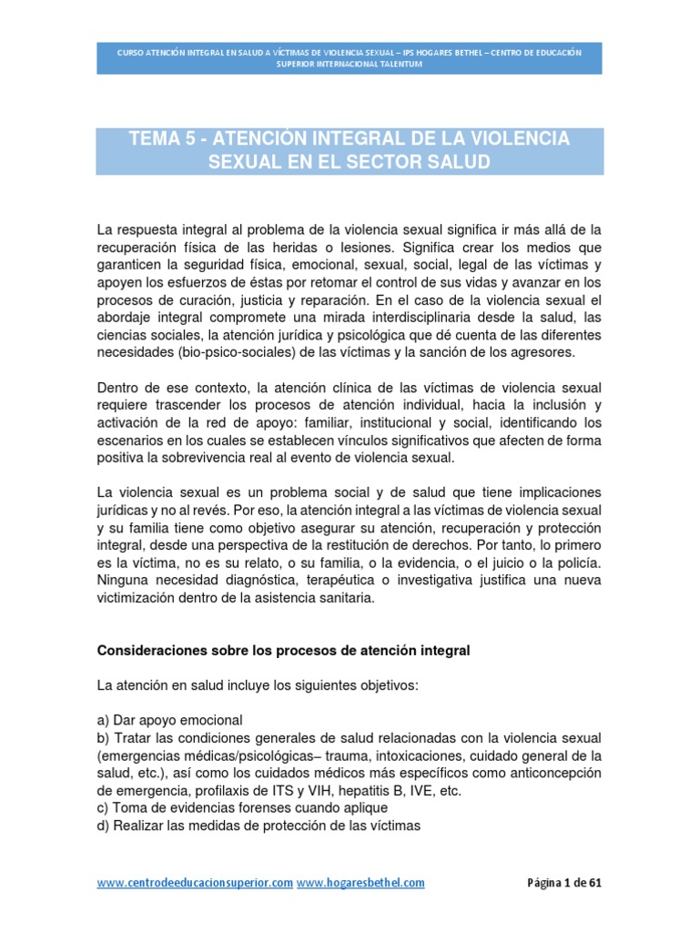 Atención Integral a Víctimas de Violencia Sexual | PDF | Consentimiento ...