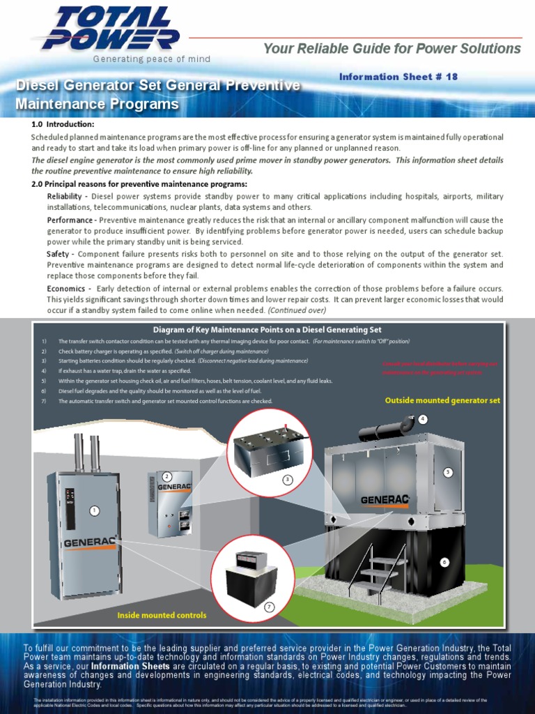 Diesel Generator Set General Preventive Maintenance Programs | PDF ...