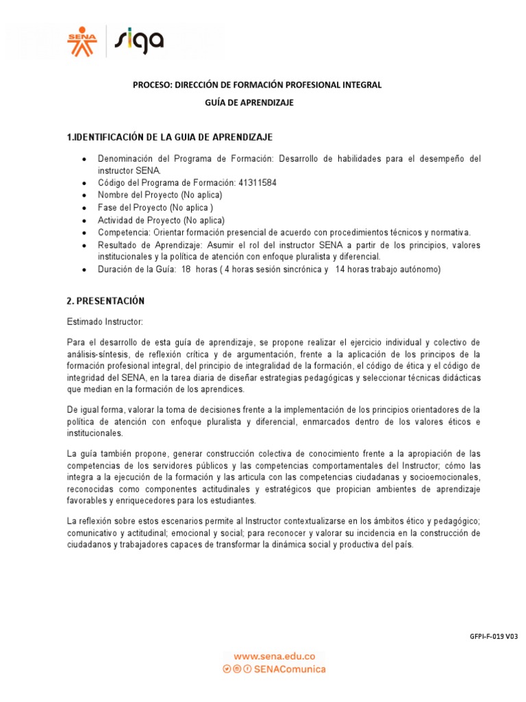 Guía de Aprendizaje para Instructores SENA | PDF | Las emociones ...