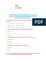 Cuestionario de Preguntas Futsal Adaptado para Personas Ciegas o Discapacidad Visual
