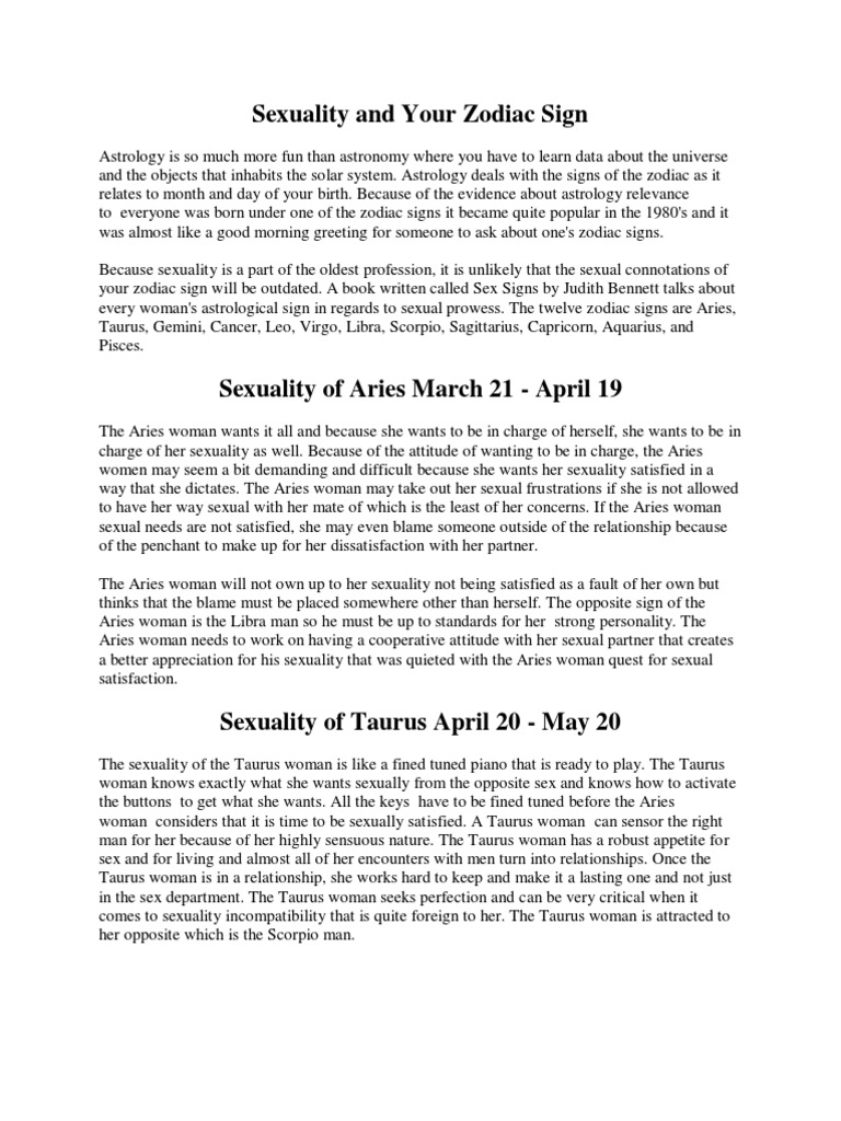 Woman S Sexuality And Her Zodiac Sign Astrological Sign
