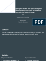 A Qualitative Study Exploring the Effect of Total Quality Management TQM on Employee Satisfaction and Organizational Performance in the Telecommunication Industry.