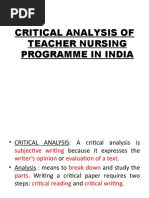 Critical Analysis of Teacher Nursing in India