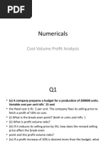 Numericals Cost Volume Profit Analysis