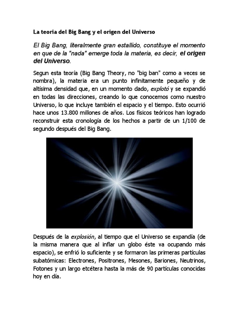 La Teoria Del Big Bang y El Origen Del Universo | PDF | Big Bang | Universo