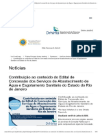 Contribuição Ao Conteúdo Do Edital de Concessão Dos Serviços de Abastecimento de Água e Esgotamento Sanitário Do Estado Do Rio de Janeiro