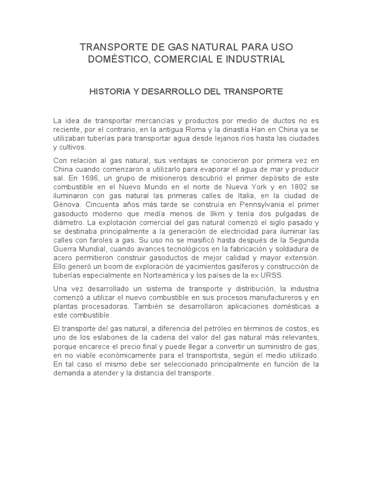 Transporte de Gas Natural por Gasoductos | PDF | Gas natural licuado ...
