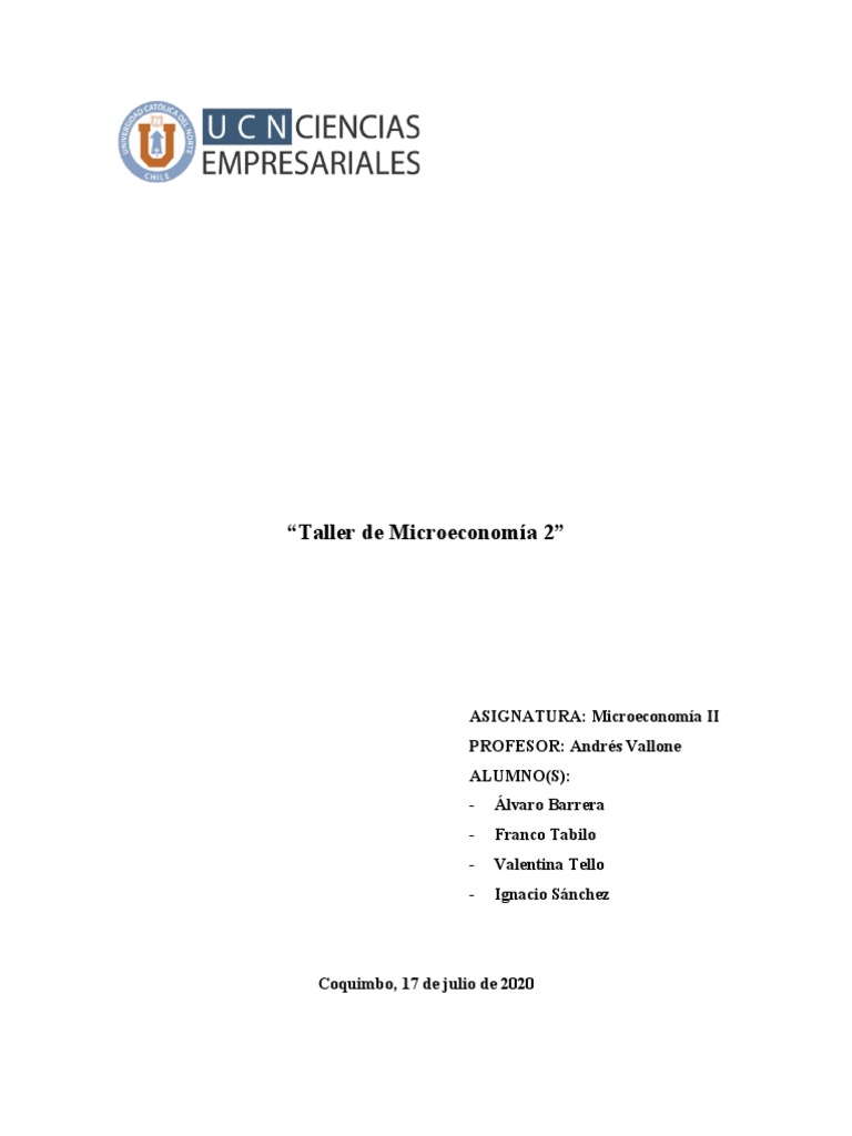 Taller de Micro 2 Oficial | PDF | Microeconomía | Los consumidores