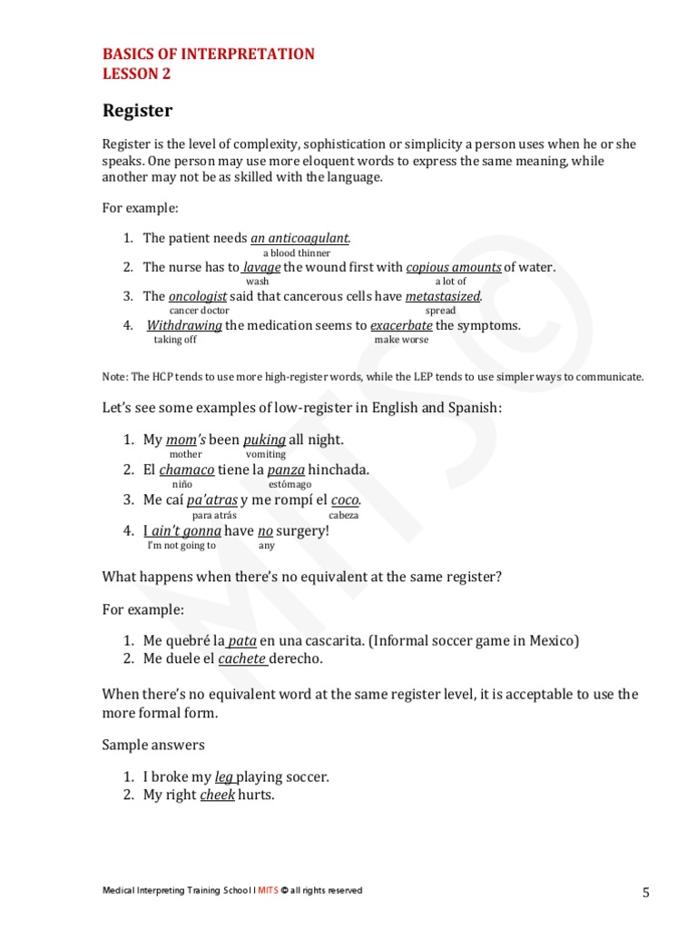 Basix SP Lesson2 v3 PDF | PDF | Idiom | Medical Specialties