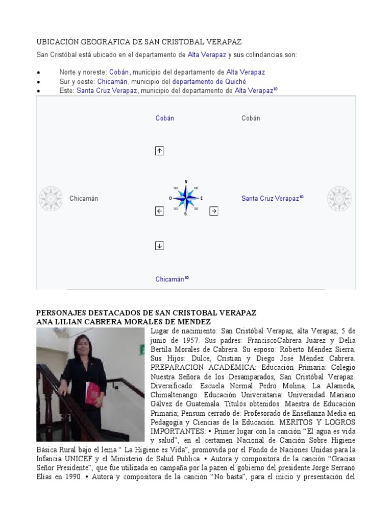 Ubicación y Personajes de San Cristóbal Verapaz | PDF | Deportes ...