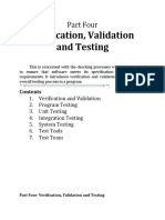 Verification, Validation and Testing: Part Four