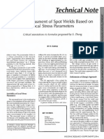 Technical Note: Fatigue Assessment of Local Stress Spot Welds Parameters Based On