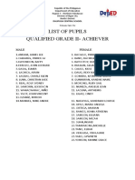 List of Pupils Qualified Grade Ii-Achiever: Dalipuga Central School