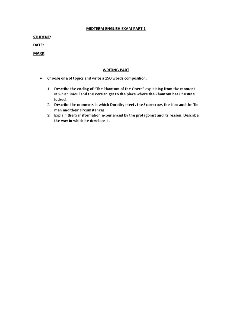 Midterm English Exam Part 1 Writing | PDF | Classics
