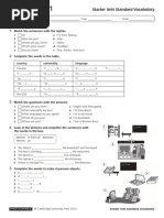 Starter Unit - Vocabulary Standard