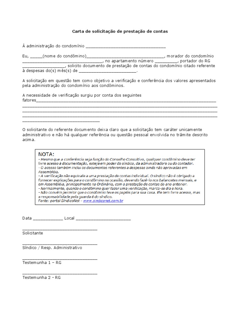 Carta para Solicitaçã de Prestação de Contas | PDF