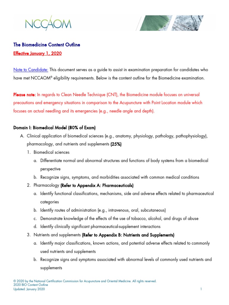 2020 BIO Content Outline With Bibliography Jan 20 | PDF | Physical ...