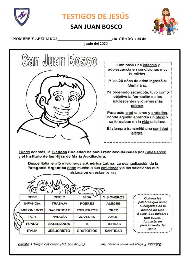 Ficha De Don Bosco Pdf